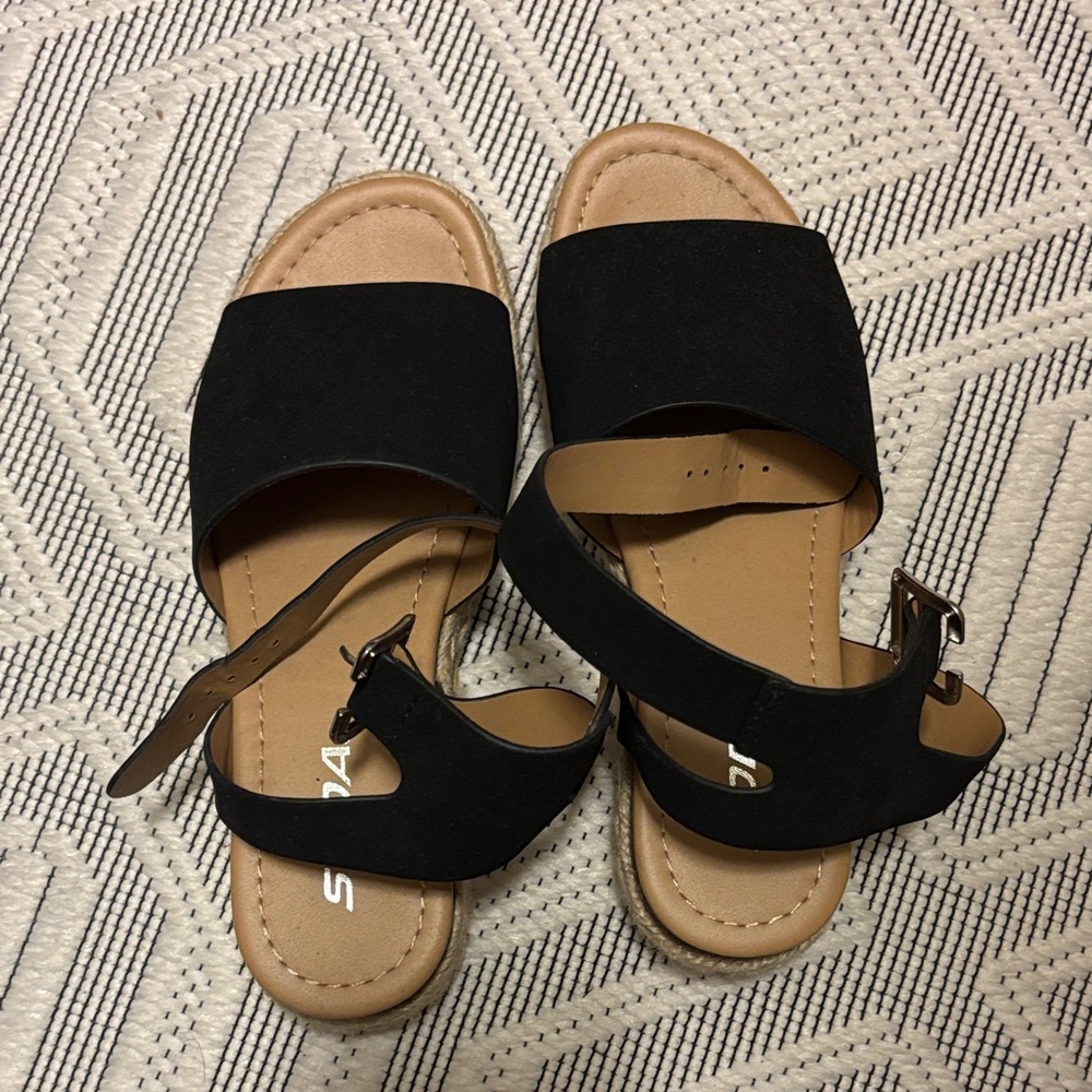 Soda Black Espadrille Sandals